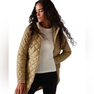 NWT ATHLETA WHISPER FEATHERLESS PUFFER PARKA Serpentine XS PETITE MSRP $229